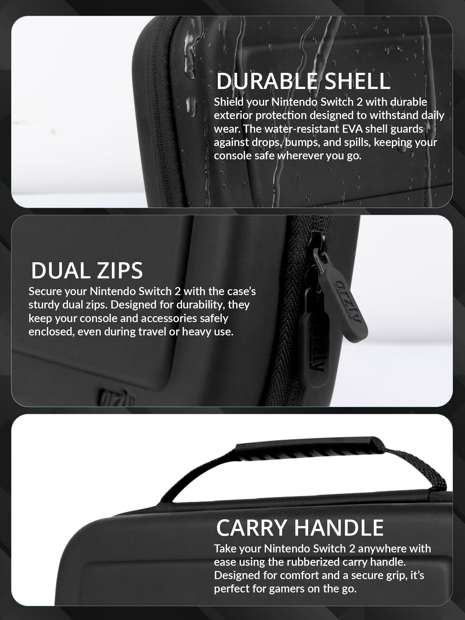 Carry Case for Nintendo Switch 2 (2025) Hard Shell Travel Case with Screen Padding, Game Card & microSD Slots, Zipped & Open Pockets for Accessories 🍁 All In One Marketplace Canada