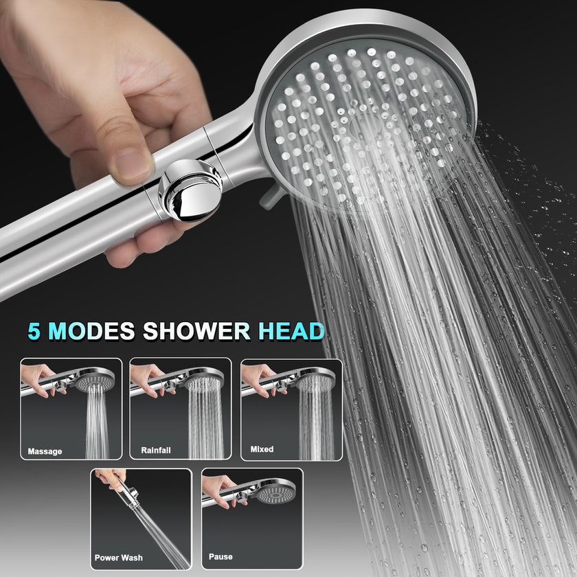 RV Shower Head with Hose, High Pressure 5 Mode Shower Head Replacement, Shower Head for RV/Campers, Travel Trailer, Motorhome for Water Saving, Handheld Shower Head Holder and Hose, On Off Switch 🍁 All In One Marketplace Canada
