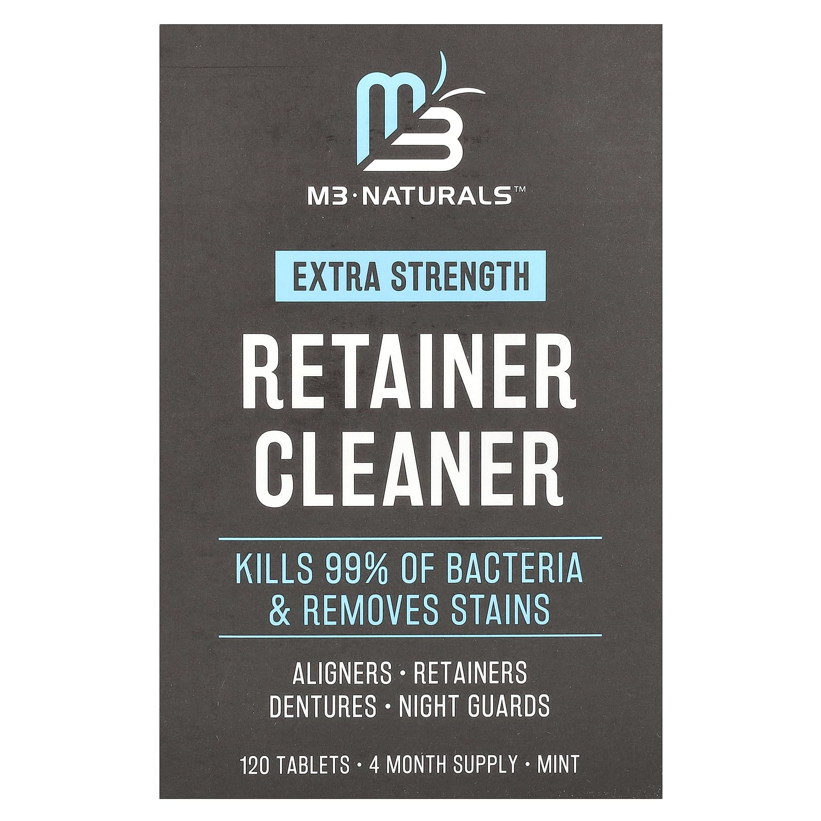 Retainer Cleanser Tablets Cleaner Remove Odors Discoloration Stains and Plaque 4 Month Supply Denture Cleansers Retainers Mouth Guards Denture Bath Mint by M3 🍁 All In One Marketplace Canada