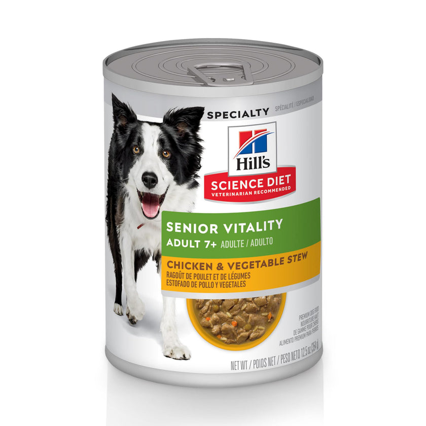 Hill's Science Diet Adult 7+ Senior Vitality Canned Dog Food, Chicken & Vegetable Stew, 12.5 oz, 12 Pack Wet Dog Food 🍁 All In One Marketplace Canada