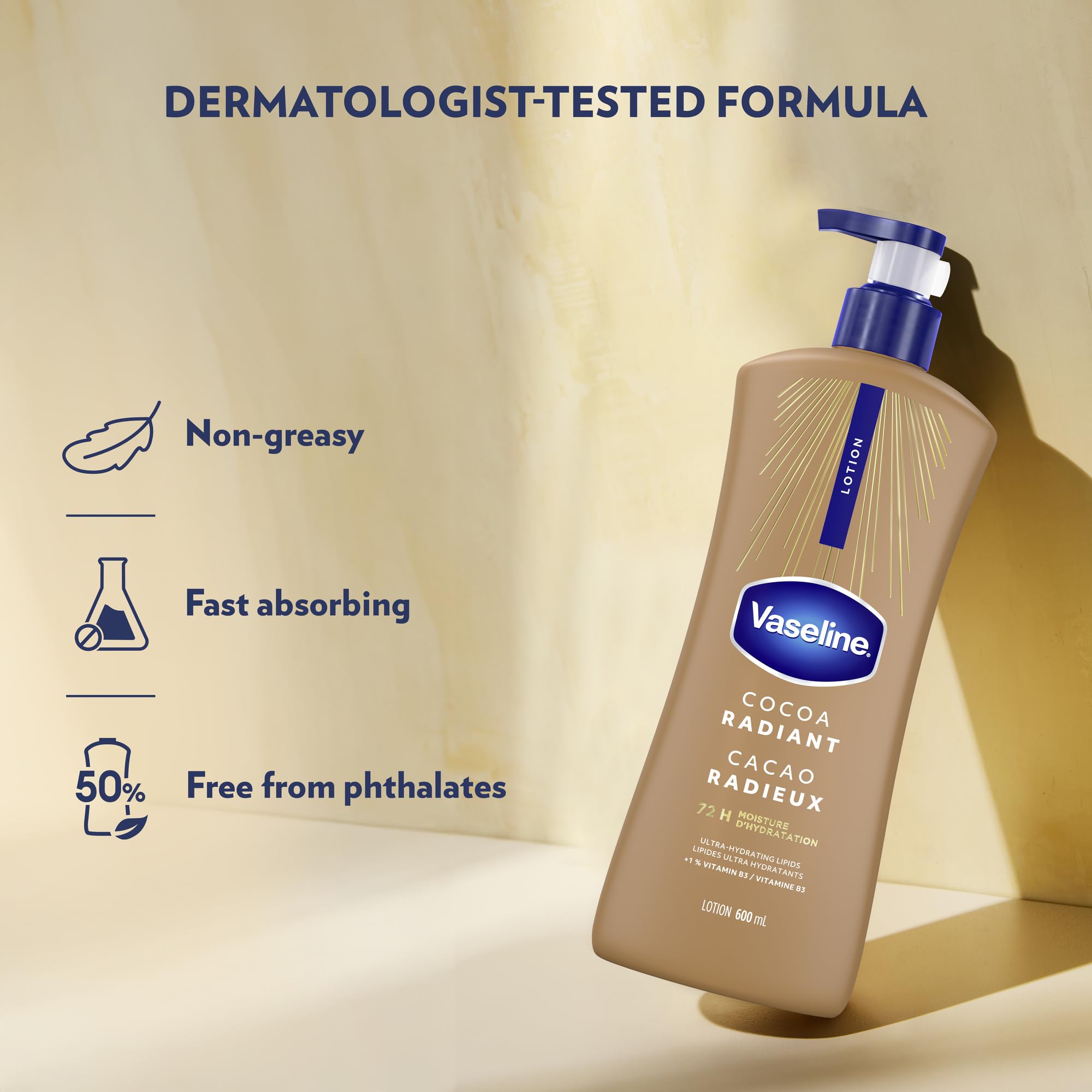 Vaseline Cocoa Radiant Lotion Ultra-Hydrating 72H Moisture, 600mL, 3-Pack 🍁 All In One Marketplace Canada
