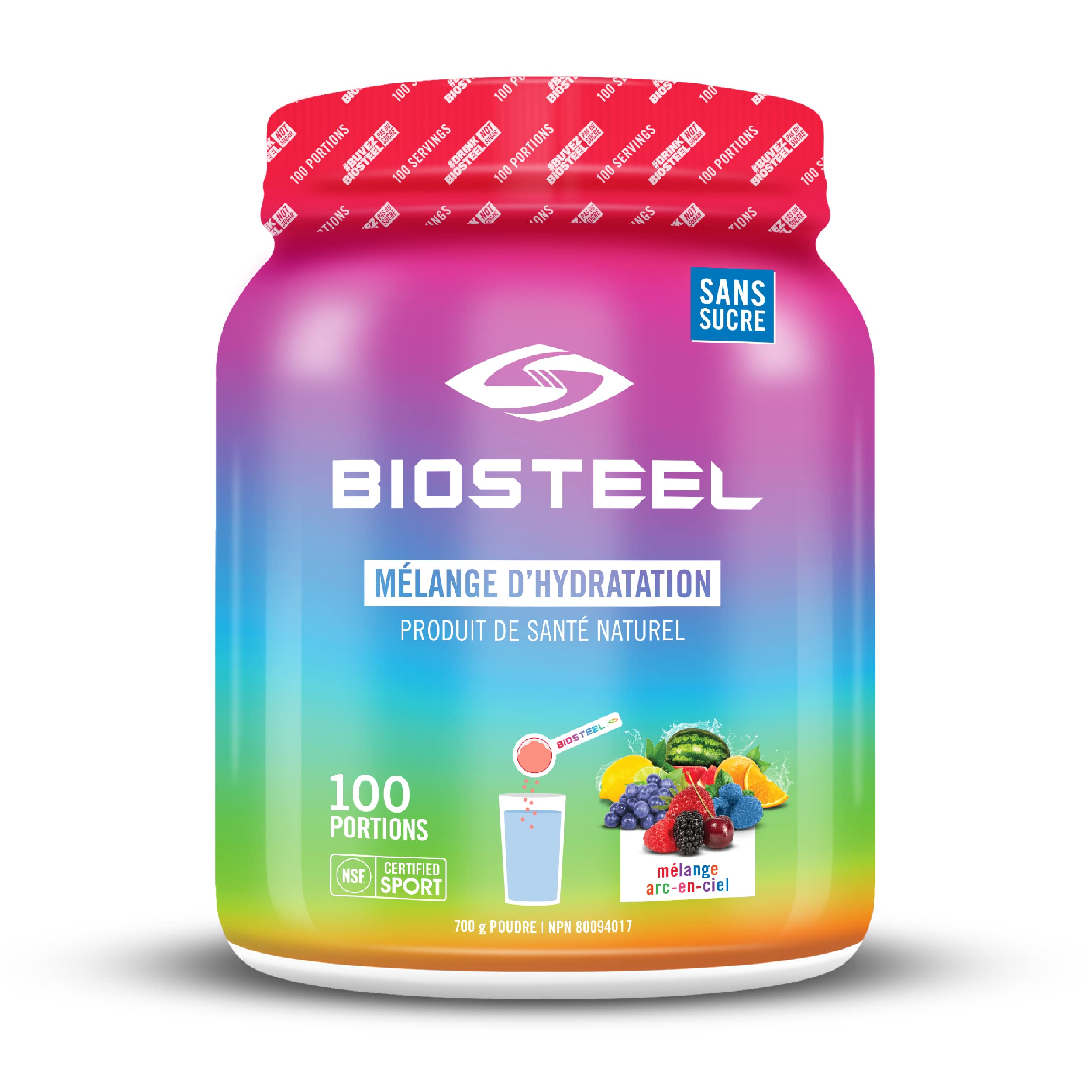 BioSteel Hydration Mix, Great Tasting Hydration with Zero Sugar, and No Artificial Flavours or Preservatives, Rainbow Twist Flavour, 100 Servings per Tub 🍁 All In One Marketplace Canada