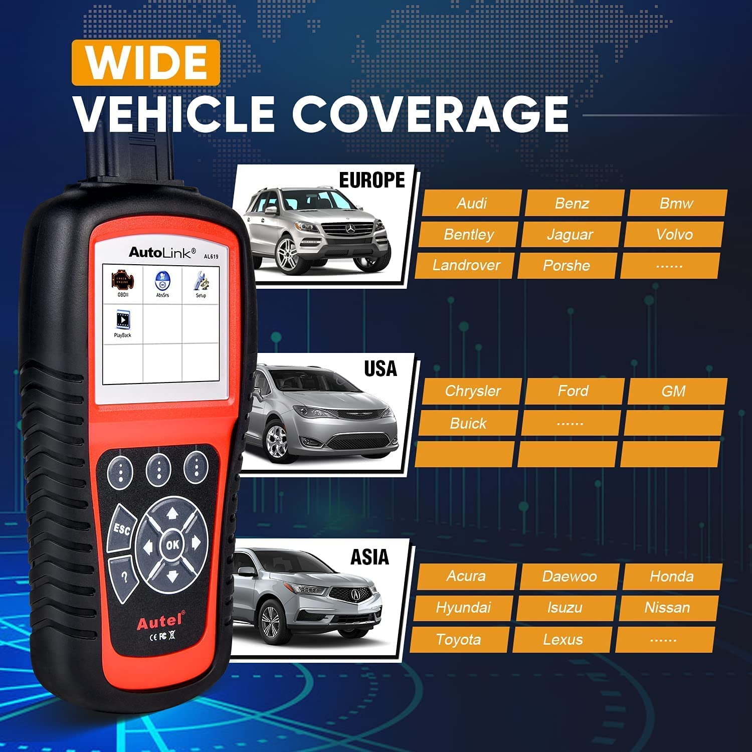 Autel AutoLink AL619 OBD2 Scanner, 2026 Newer ABS SRS Diagnostic Code Reader with10 OBDII Test Modes, Turn Off Check Engine Light, DTC Lookup, Live Data, Updated of MS319/ AL519/ ML519/ ML619 🍁 All In One Marketplace Canada