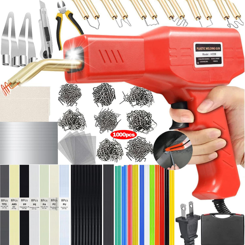 Upgraded 220W Plastic Welder, 2 in 1 Plastic Welding Repair Welder Kit 1000PCS Hot Stapler Soldering Gun with 100PCS Plastics Welding Rods Car Bumper Repair Kit for Most Plastics Repair 🍁 All In One Marketplace Canada