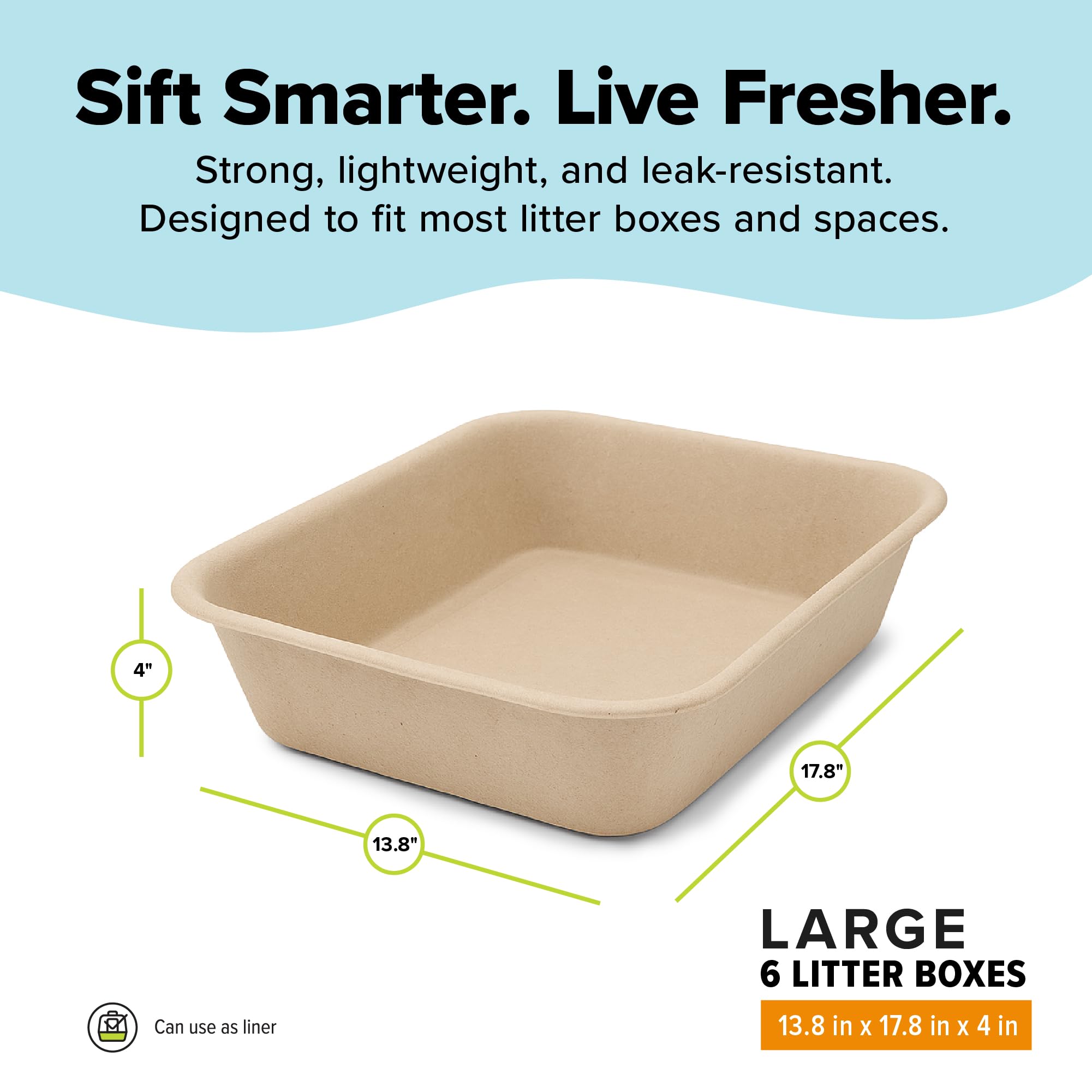 Kitty Sift Disposable Cat Litter Box Large, 6 Count, Durable Portable for Travel and Home, Eco-Friendly Disposable Litter Box Controls Odor 🍁 All In One Marketplace Canada