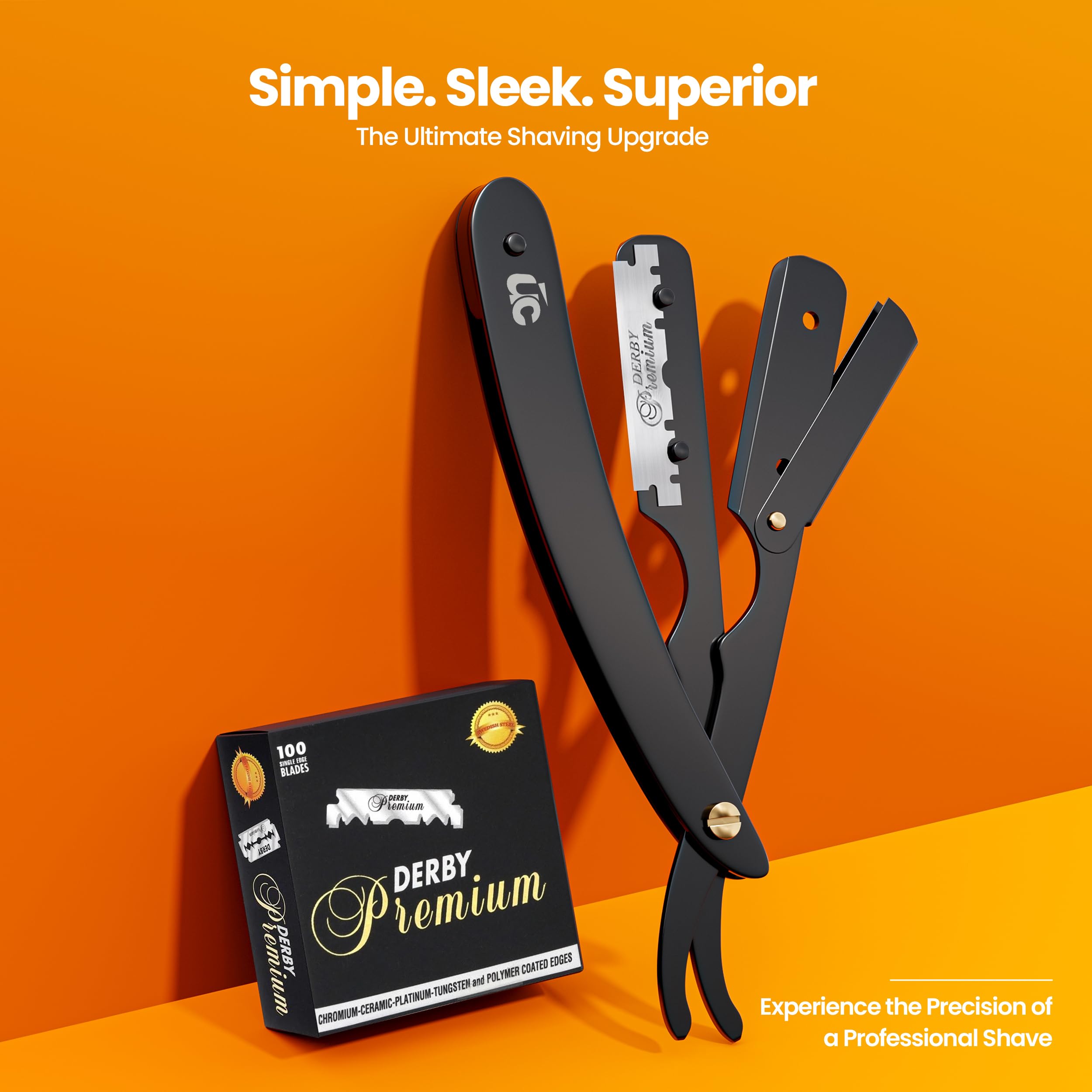 Utopia Care Professional Barber Straight Edge Razor, 100-Pack Razor Blades, Stainless Steel Safety Razor, Barber Shaving Accessories - Black 🍁 All In One Marketplace Canada