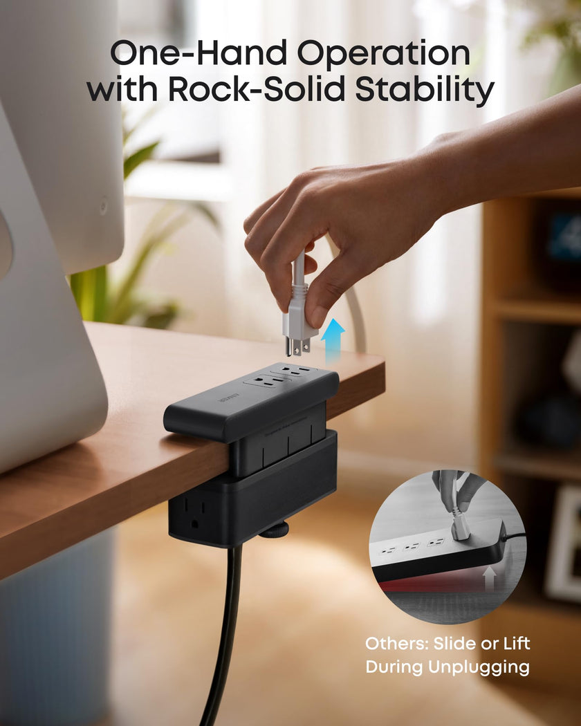 Anker Nano Power Strip, Desk Clamp with 1500J Surge Protector, 5ft Extension Cord, 70W Max Gaming Desk Accessories, 6 AC, 2 USB A, 2 USB C, Home Office Essentials, Fit 0.6~1.8'' Tabletop Edge (Black) 🍁 All In One Marketplace Canada