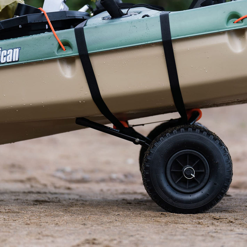Pelican - Universal Canoe, Kayak & Stand Up Paddle SUP Cart Carrier - Fold Together Trolley with Wide Removable Inflatable Tires, Black, Medium 🍁 All In One Marketplace Canada