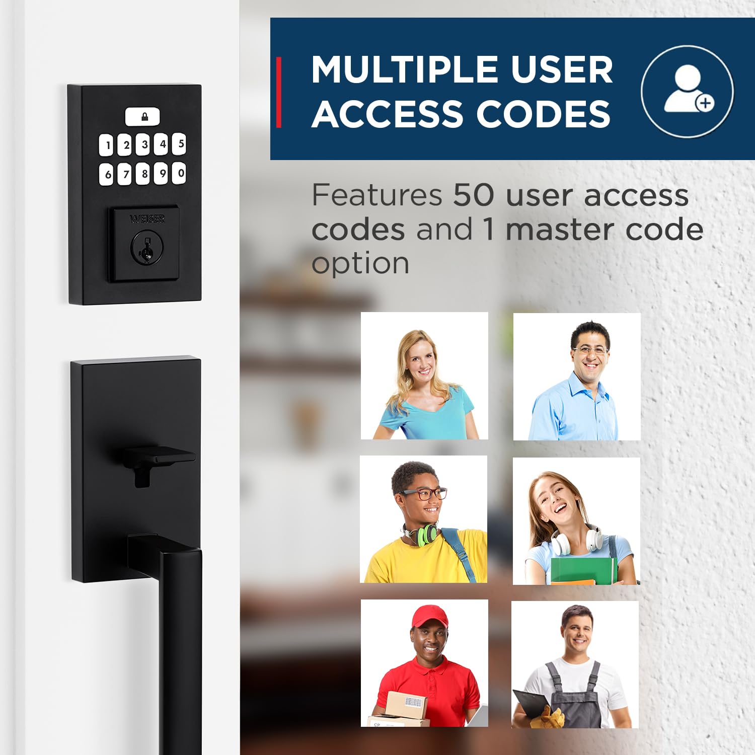 Weiser Matte Black Front Door Lock and Handle Set, SmartCode Keypad Door Lock with San Clemente Handleset & Halifax Interior Door Handle, Keyless Entry Door Lock, Front Door Handles with Deadbolt Lock 🍁 All In One Marketplace Canada