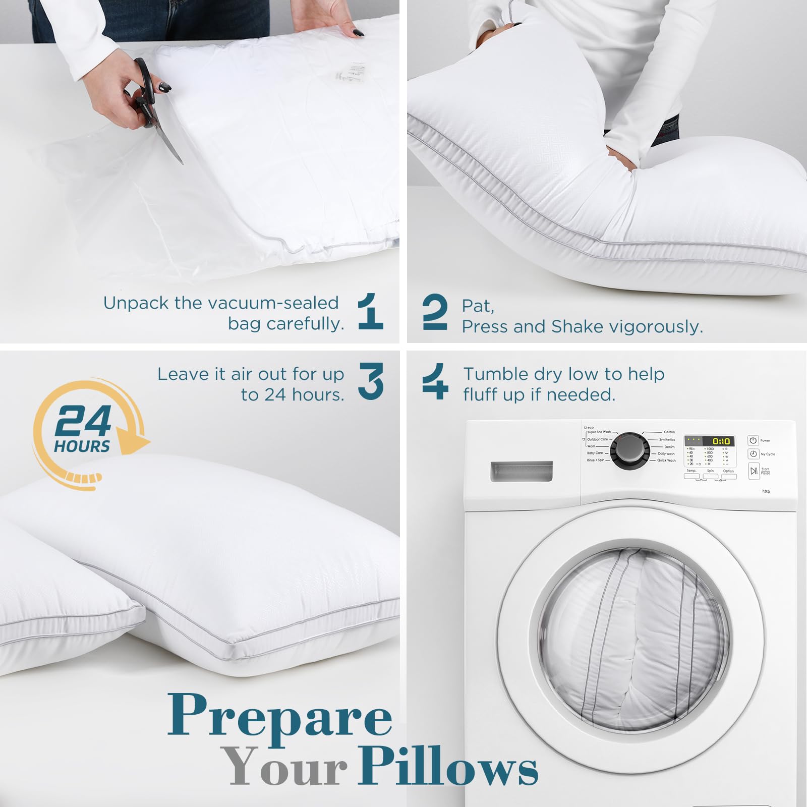 viewstar Bed Pillows Queen Size 2 Pack, Firm Support Gusseted Side Sleeper Hotel Pillow for Back and Stomach Sleeping, White 🍁 All In One Marketplace Canada