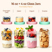 ComSaf Overnight Oats jars with Lids （16oz+4oz 4Pcs）, Dual-Laryer Chia Pudding Jars with Dry and Wet Separation, Yogurt Parfait Contianer for Oatmeal Cereal Nut Fruit, Meal Prep Glass Jars for Salad 🍁 All In One Marketplace Canada