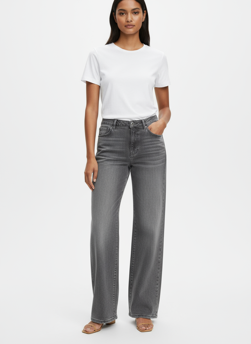 Kancan Wide Leg Grey Denim