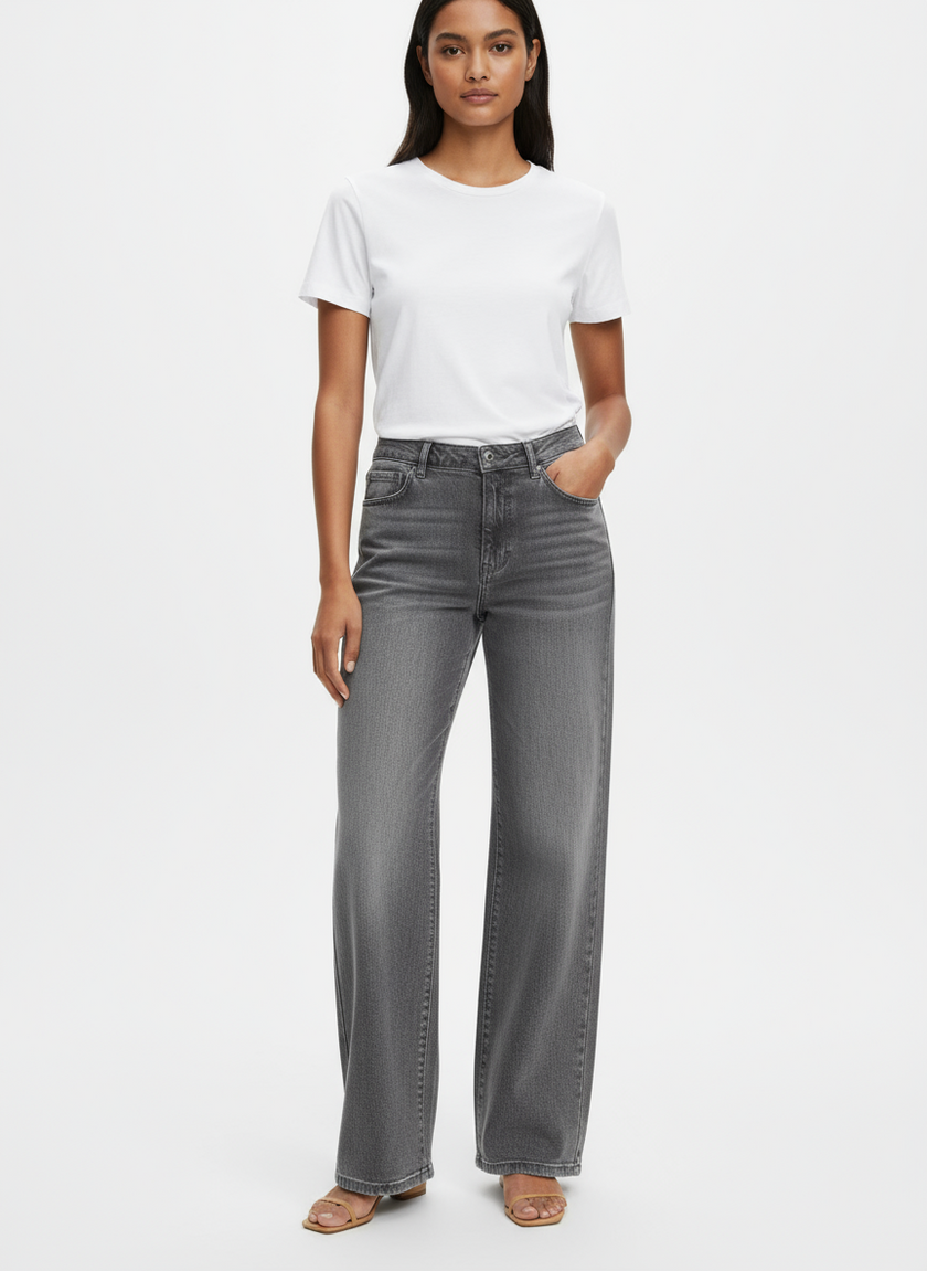 Kancan Wide Leg Grey Denim