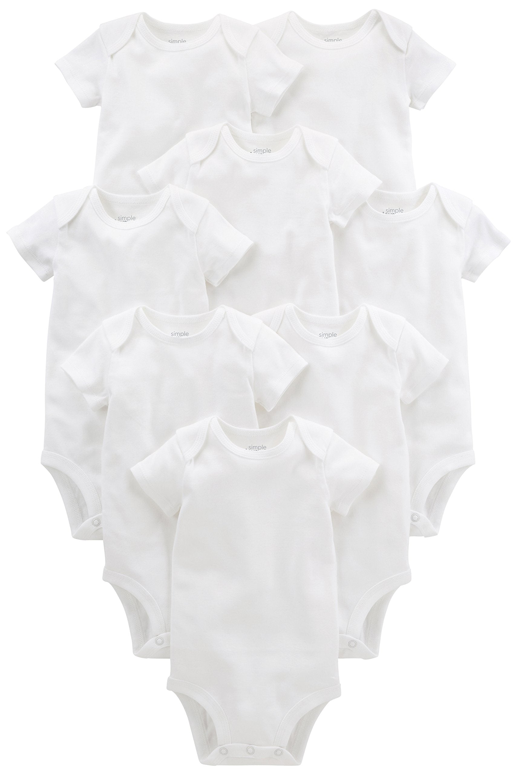 Simple Joys by Carter's Baby 8-Pack Short-Sleeve Bodysuit, White, Newborn 🍁 All In One Marketplace Canada