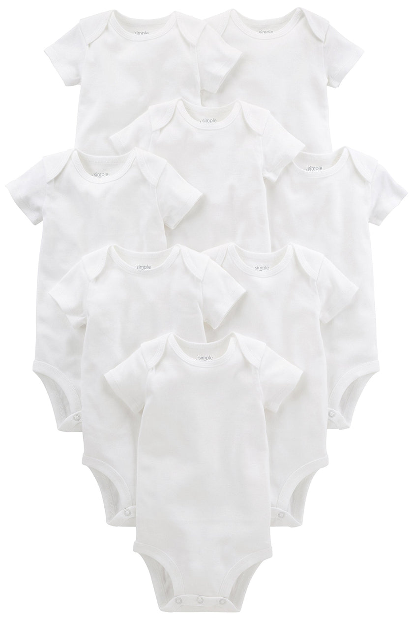 Simple Joys by Carter's Baby 8-Pack Short-Sleeve Bodysuit, White, 6-9 Months 🍁 All In One Marketplace Canada