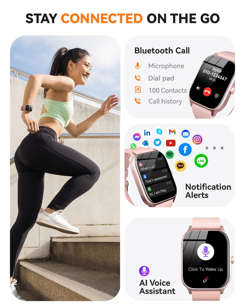 Smart Watch for Women Men - Answer/Make Call, Fitness Tracker Smartwatch for Android iPhone Compatible, Sleep Female Cycle, 120+ Sports Modes Step Counter (Classic, Pink, 1.83) 🍁 All In One Marketplace Canada