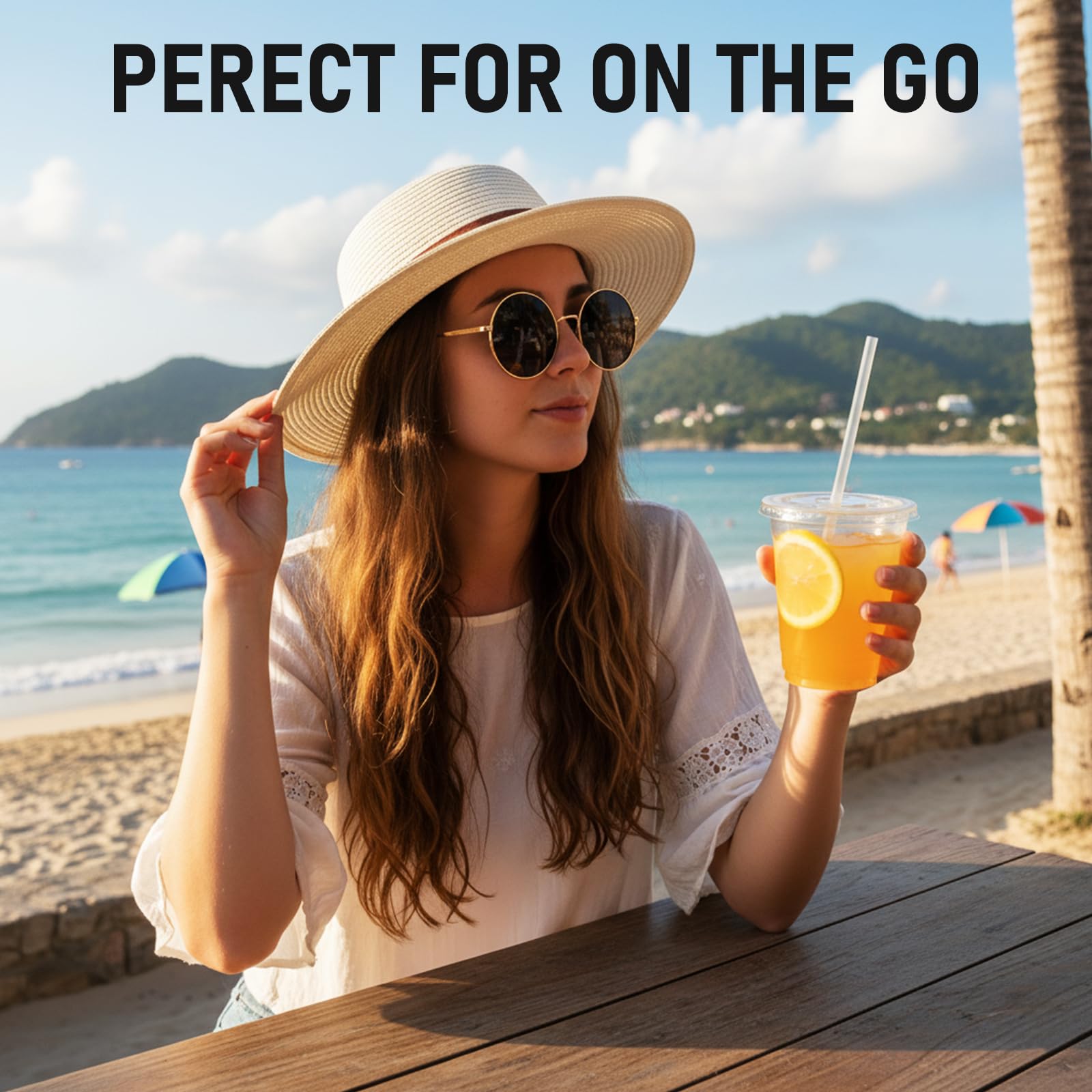 100 Pcs Clear Plastic Cups with Flat Lids and Straws, 12 oz Disposable PET Iced Coffee Cups - Ideal for Ice Coffee, Smoothie, Juice, Lemonade, Cold Beverages﻿ 🍁 All In One Marketplace Canada
