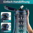 QLUR Water Bottle with Straw, 32oz Sports Motivational Water Bottle with Time Markings to Drink & Carry Strap & Clean Brush, 1L, Tritan, BPA Free, LeakProof for Women Men Gym Fitness Outdoor (1 Pack) 🍁 All In One Marketplace Canada