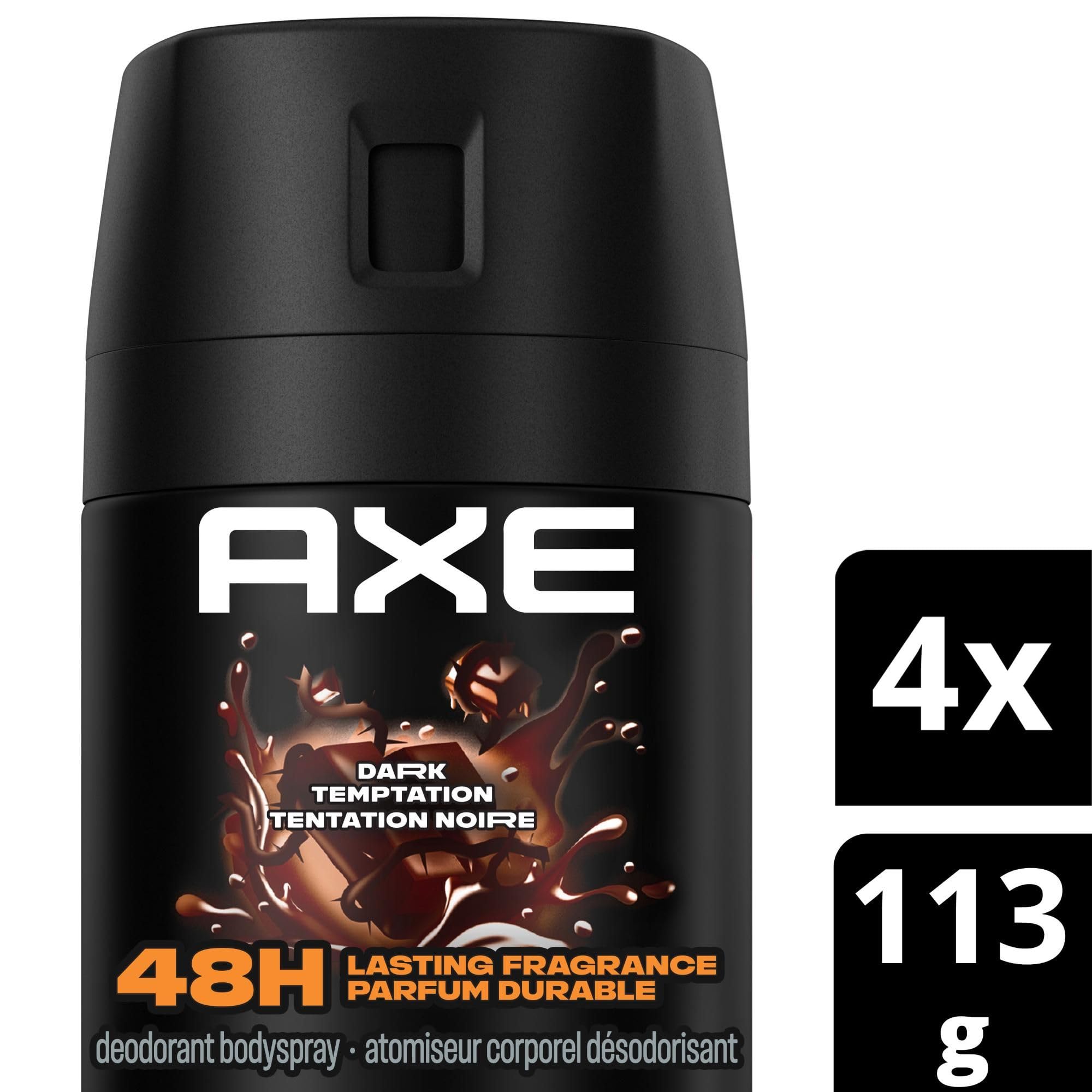 AXE Dark Temptation Deodorant Body Spray for 48-Hour odour protection, Dark Chocolate Aluminum-free Deodorant, 113g (Pack of 4) 🍁 All In One Marketplace Canada