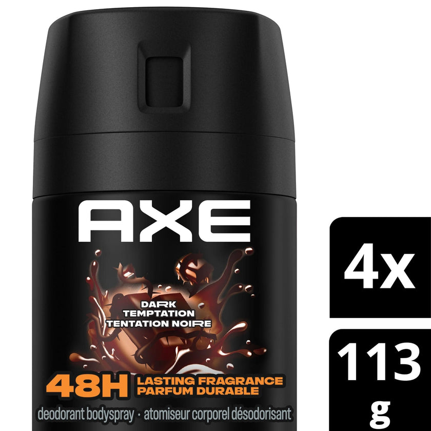 AXE Dark Temptation Deodorant Body Spray for 48-Hour odour protection, Dark Chocolate Aluminum-free Deodorant, 113g (Pack of 4) 🍁 All In One Marketplace Canada