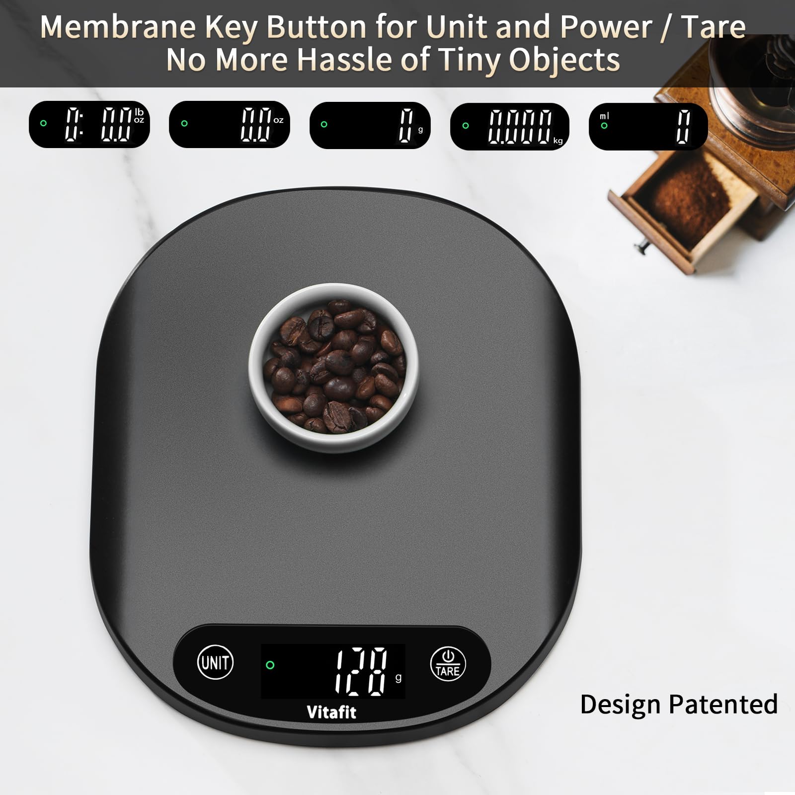 Vitafit 33lb Food Scale, High Accuracy 0.1oz by Our Professional Scale Factory Since 2001, Food Scale Digital Kitchen for Cooking Baking Coffee, LED Display, 3xAAA Battery, Black 🍁 All In One Marketplace Canada
