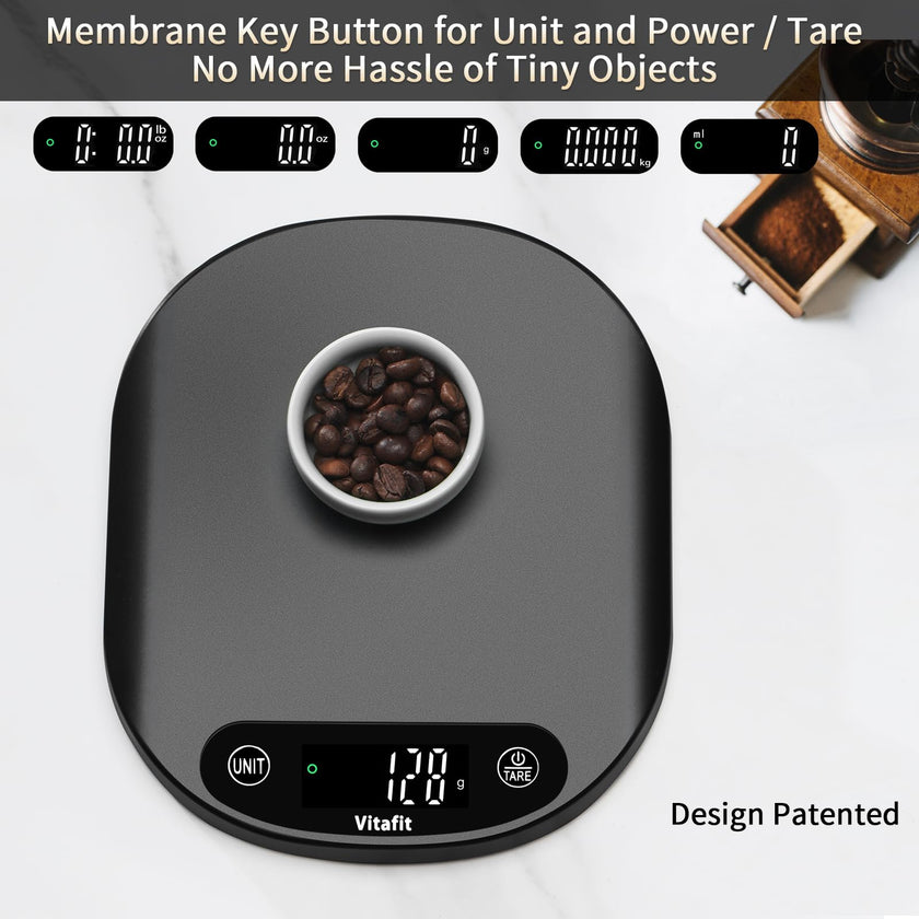 Vitafit 33lb Food Scale, High Accuracy 0.1oz by Our Professional Scale Factory Since 2001, Food Scale Digital Kitchen for Cooking Baking Coffee, LED Display, 3xAAA Battery, Black 🍁 All In One Marketplace Canada