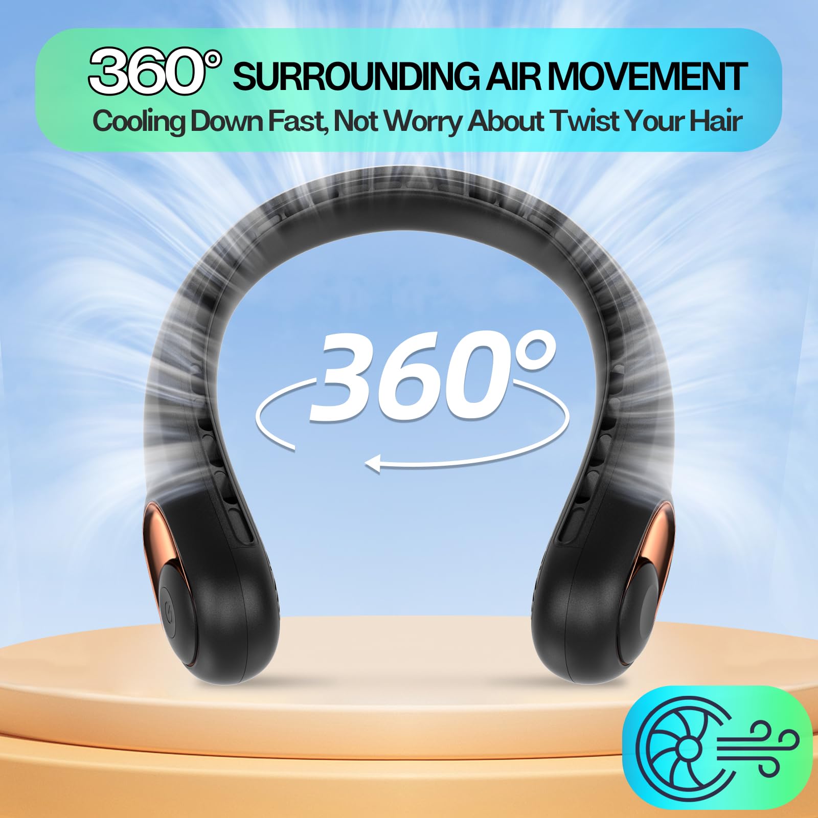 Portable Neck Fan with LED Display & 360° Cooling Airflow, 3 Speed Settings Bladeless Cooler, 4000mAh Rechargeable Battery, Ultra-Quiet Personal Fan for Home, Office, Travel, Sports 🍁 All In One Marketplace Canada
