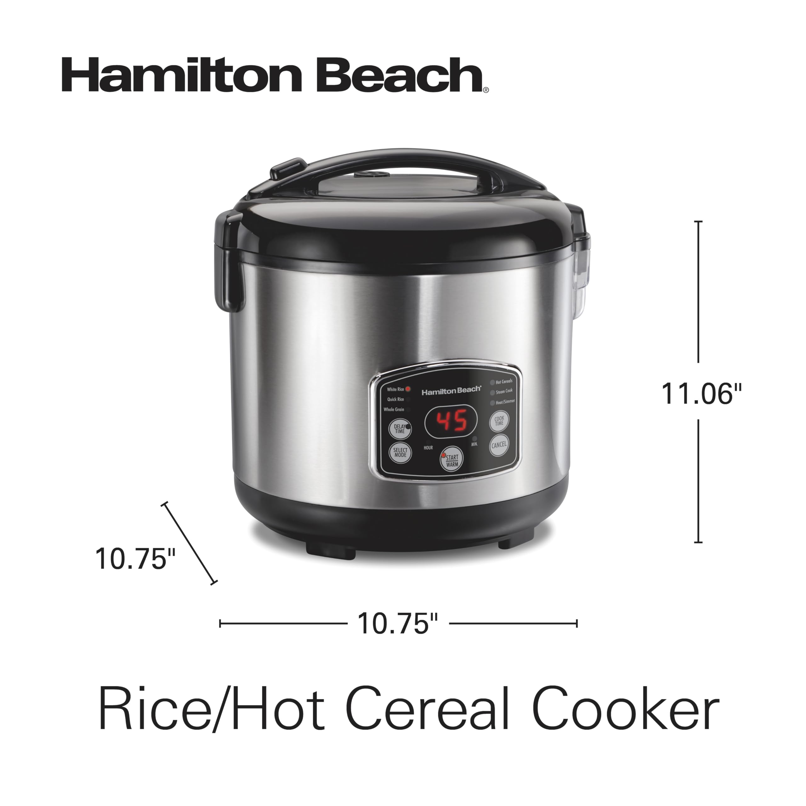 Hamilton Beach Digital Programmable Rice Cooker & Food Steamer, 14 Cups Cooked (7 Cups Uncooked), Stainless Steel, Steam & Rinse Basket, Delay Start, Model 37548MN 🍁 All In One Marketplace Canada