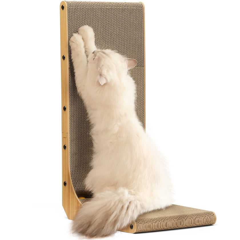 FUKUMARU Cat Scratcher, 68 CM L Shape Cat Scratch Pad Wall Mounted, Cat Scratching Cardboard with Ball Toy for Indoor Cats, Large Size 🍁 All In One Marketplace Canada