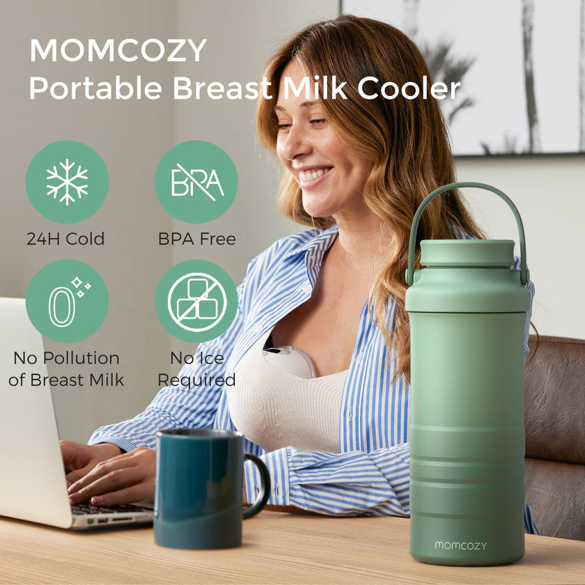 Momcozy 22oz Portable Breast Milk Cooler for Outdoor, 360°Total Cooling for 24Hours, Larger Capacity Travel Breastmilk Chiller with 2pcs Baby Bottles for Breastmilk Storage, Breastfeeding Essentials 🍁 All In One Marketplace Canada