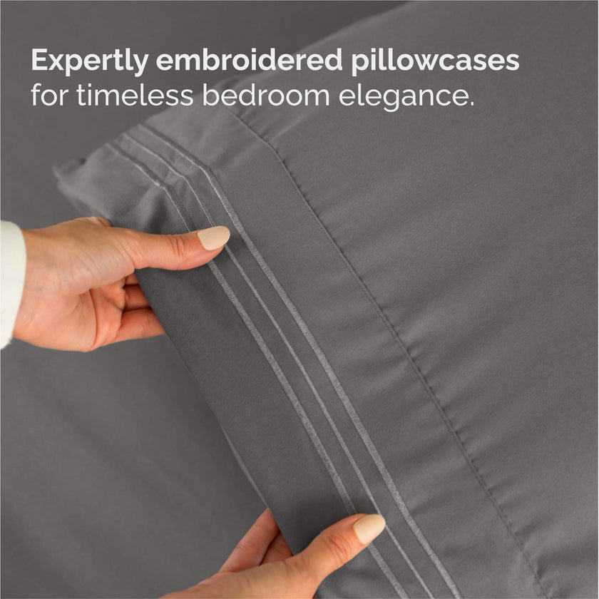 King Size 4 Piece Sheet Set - Comfy Breathable & Cooling Sheets - Hotel Luxury Bed Sheets for Women & Men - Deep Pockets, Easy-Fit, Extra Soft & Wrinkle Free Sheets - Dark Grey Oeko-Tex Bed Sheet Set 🍁 All In One Marketplace Canada