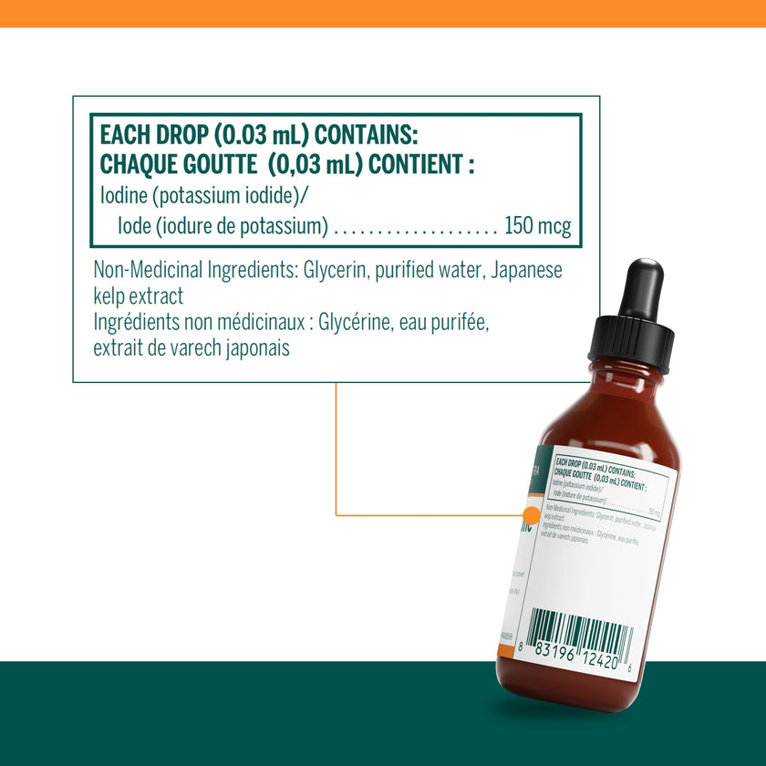 Genestra Brands Liquid Iodine - 150 mcg - For Thyroid Function - Iodine Mineral Supplement - Dairy Free & Vegan Friendly - 30 mL Liquid 🍁 All In One Marketplace Canada