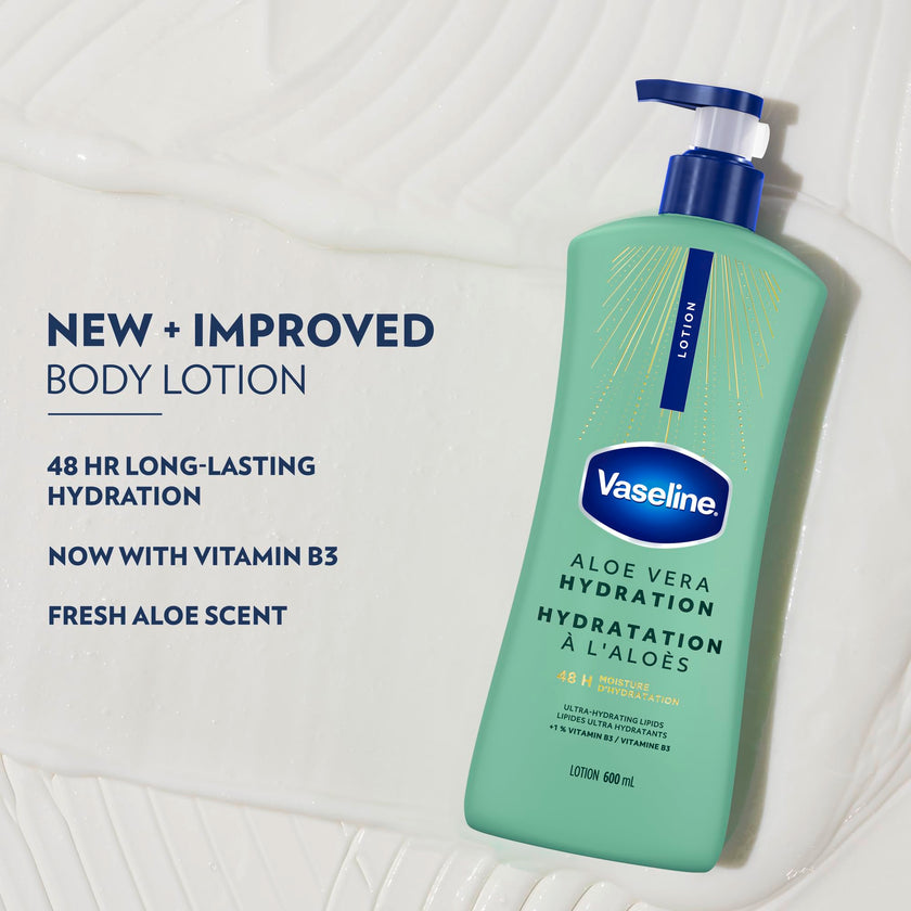 Vaseline Intensive Care Aloe Vera Hydration Body Lotion for Dry Skin with 48H Moisture + Ultra hydrating lipids, 600 ml (3-pack) 🍁 All In One Marketplace Canada