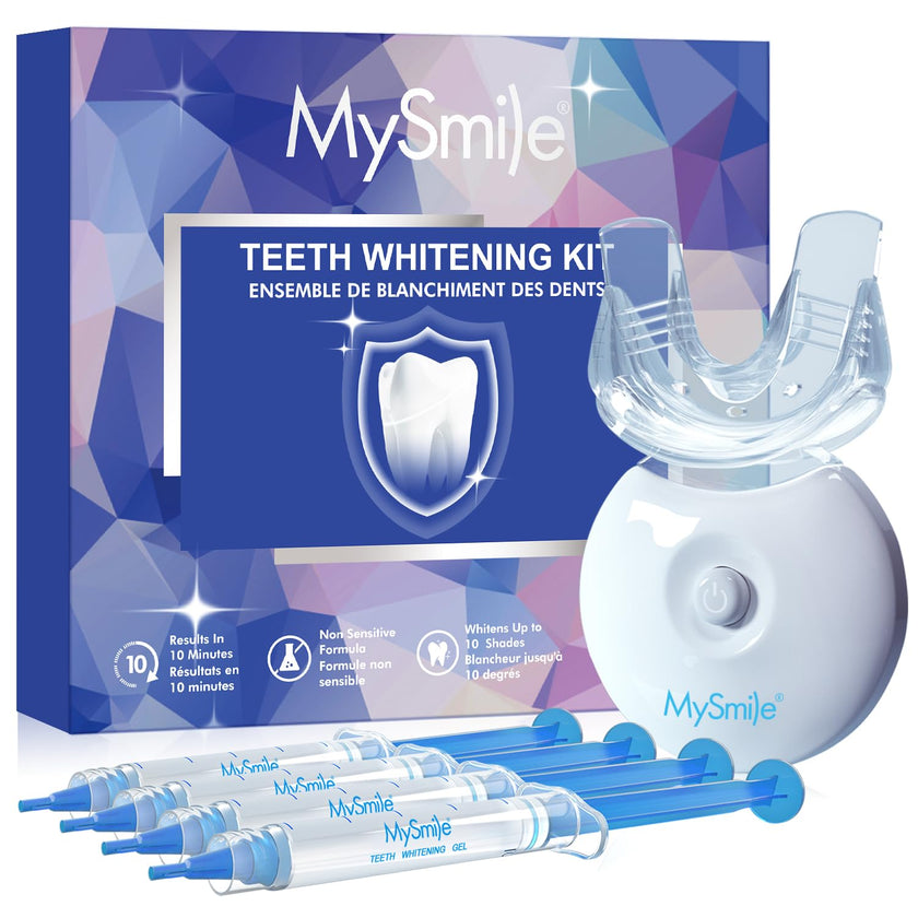 MySmile Teeth Whitening Kit with Whitening Light - 4Pcs Non-Sensitive Enamel Safe Teeth Whitening Gel,10 Min Fast-Result Home Tooth Whitening Dental Care Help Remove Teeth Stain 🍁 All In One Marketplace Canada