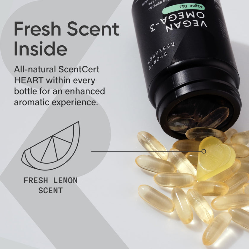 Sports Research Vegan Omega-3 Fish Oil Alternative from Algae Oil - Highest Levels of DHA & EPA Fatty Acids | Non-GMO Verified & Vegan Certified - 60 Veggie Softgels (Carrageenan Free) 🍁 All In One Marketplace Canada