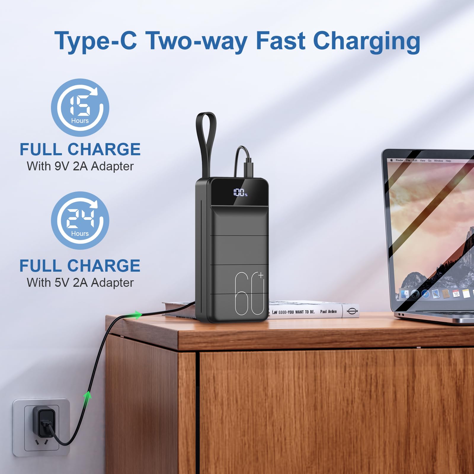 PowerBank 60000mAh Fast Charging,Battery Pack 22.5W Power Bank with USB C, Portable Charger,4 Outputs and 2 Inputs LED Display Compatible with Android Tablets iPhone etc. 🍁 All In One Marketplace Canada