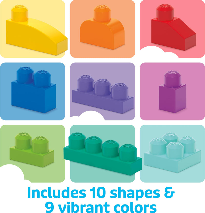 MEGA BLOKS First Builders Toddler Blocks Toys Set, Big Building Bag Collection with 80 Pieces and Storage, Blue, Ages 1+ Years 🍁 All In One Marketplace Canada