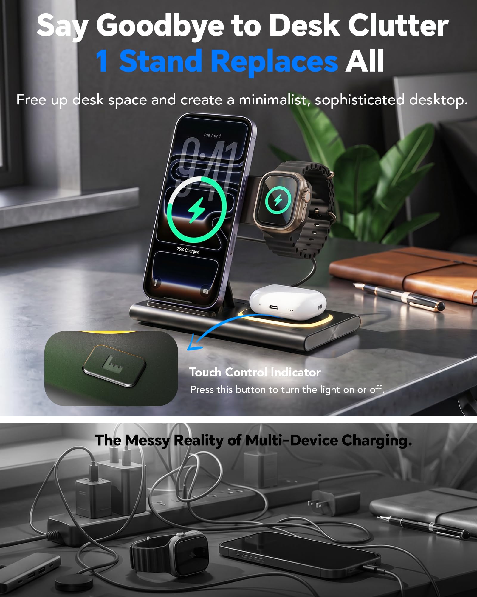 3 in 1 Foldable Wireless Fast Charging Station for Apple Multiple Devices 🍁 All In One Marketplace Canada