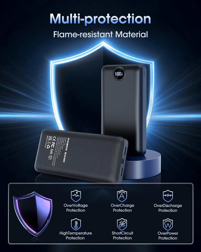 Power Bank Fast Charging 50000mAh 22.5W Portable Charger USB C Quick Charge with 3 Outputs & 2 Inputs LED Display Huge Capacity External Battery Pack for iPhone, Samsung, iPad etc 🍁 All In One Marketplace Canada