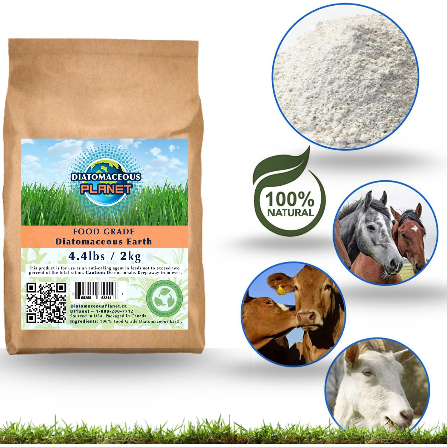 Diatomaceous Planet a Proudly Canadian Company, 2 KG / 4.4 LB All Natural, Organic Food Grade Powder, Enriched Fossil Powder by Diatomaceous Planet 🍁 All In One Marketplace Canada