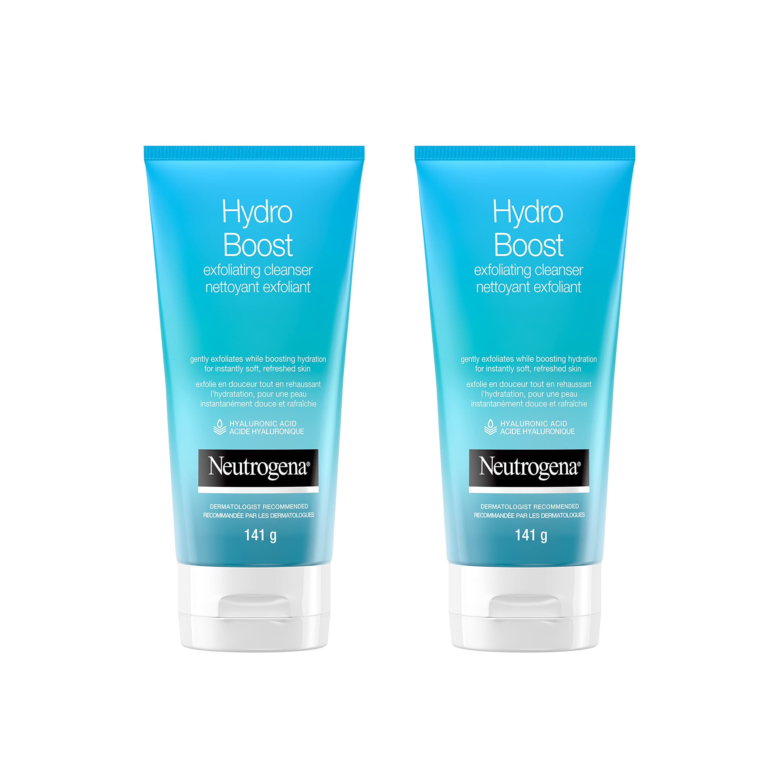 Neutrogena Hydro Boost Exfoliating Face Scrub - Hyaluronic Acid and Aha - Gel Cream Face Cleanser - Non-comedogenic - Blue, Pack of 2 (2x141ml) 🍁 All In One Marketplace Canada