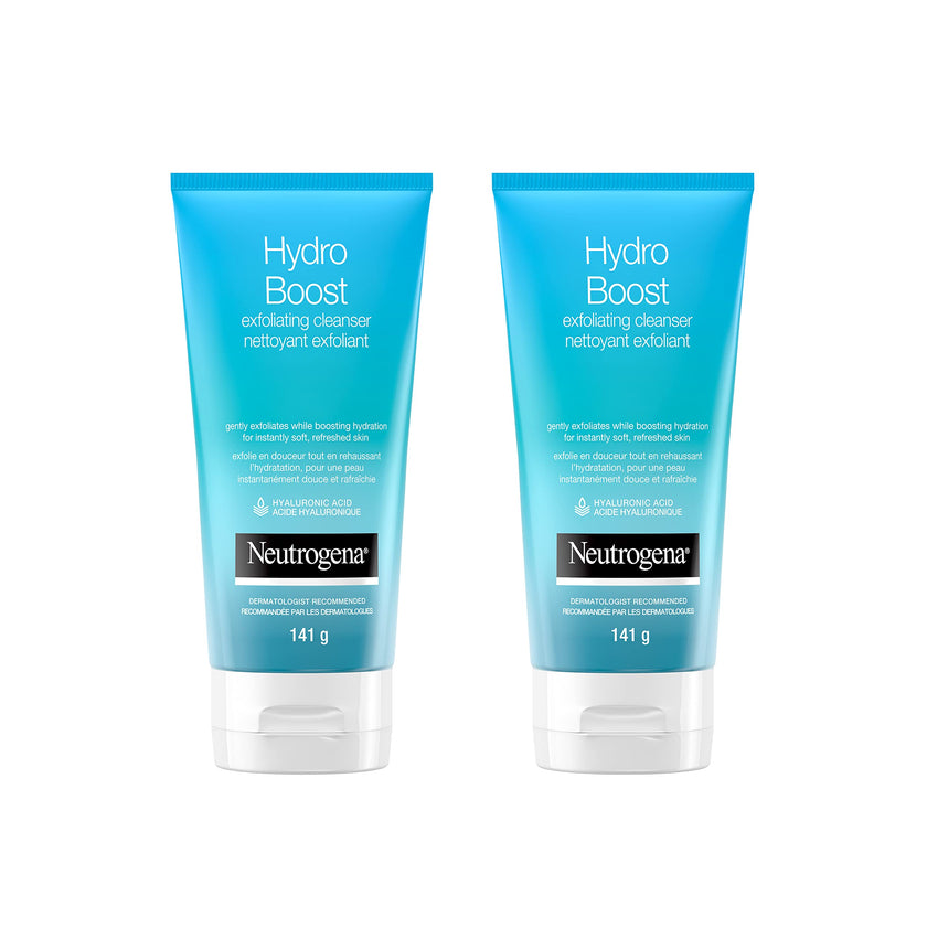 Neutrogena Hydro Boost Exfoliating Face Scrub - Hyaluronic Acid and Aha - Gel Cream Face Cleanser - Non-comedogenic - Blue, Pack of 2 (2x141ml) 🍁 All In One Marketplace Canada