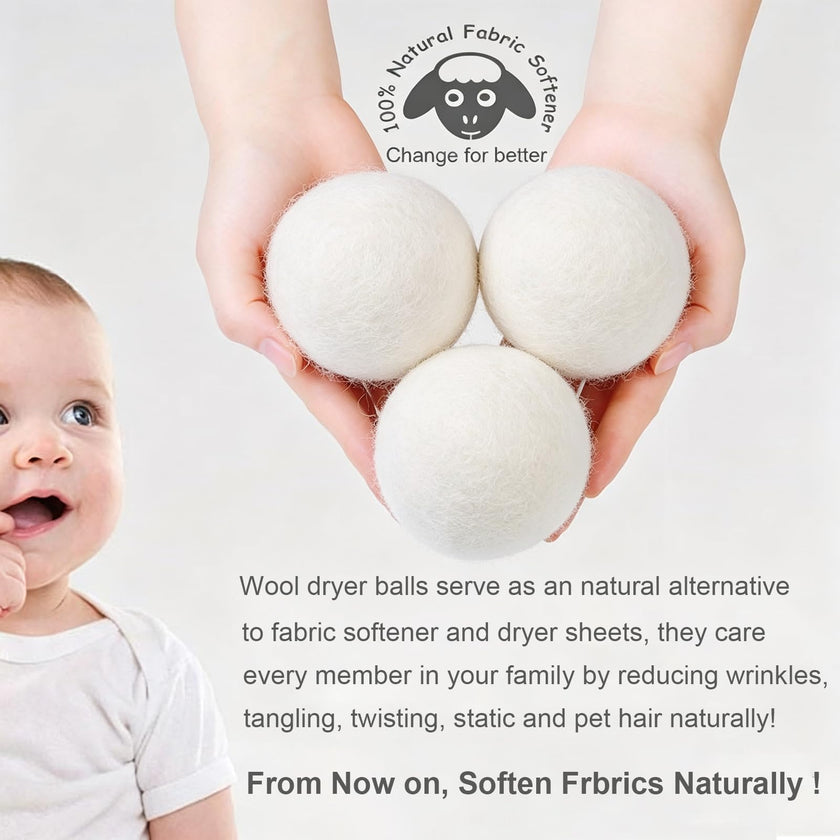 Budieggs Wool Dryer Balls Organic XL 6-Pack, 100% New Zealand Wool Chemical Free Fabric Softener for 1000+ Loads, Baby Safe & Hypoallergenic, Fabrics Soft and Fluffy Naturally 🍁 All In One Marketplace Canada