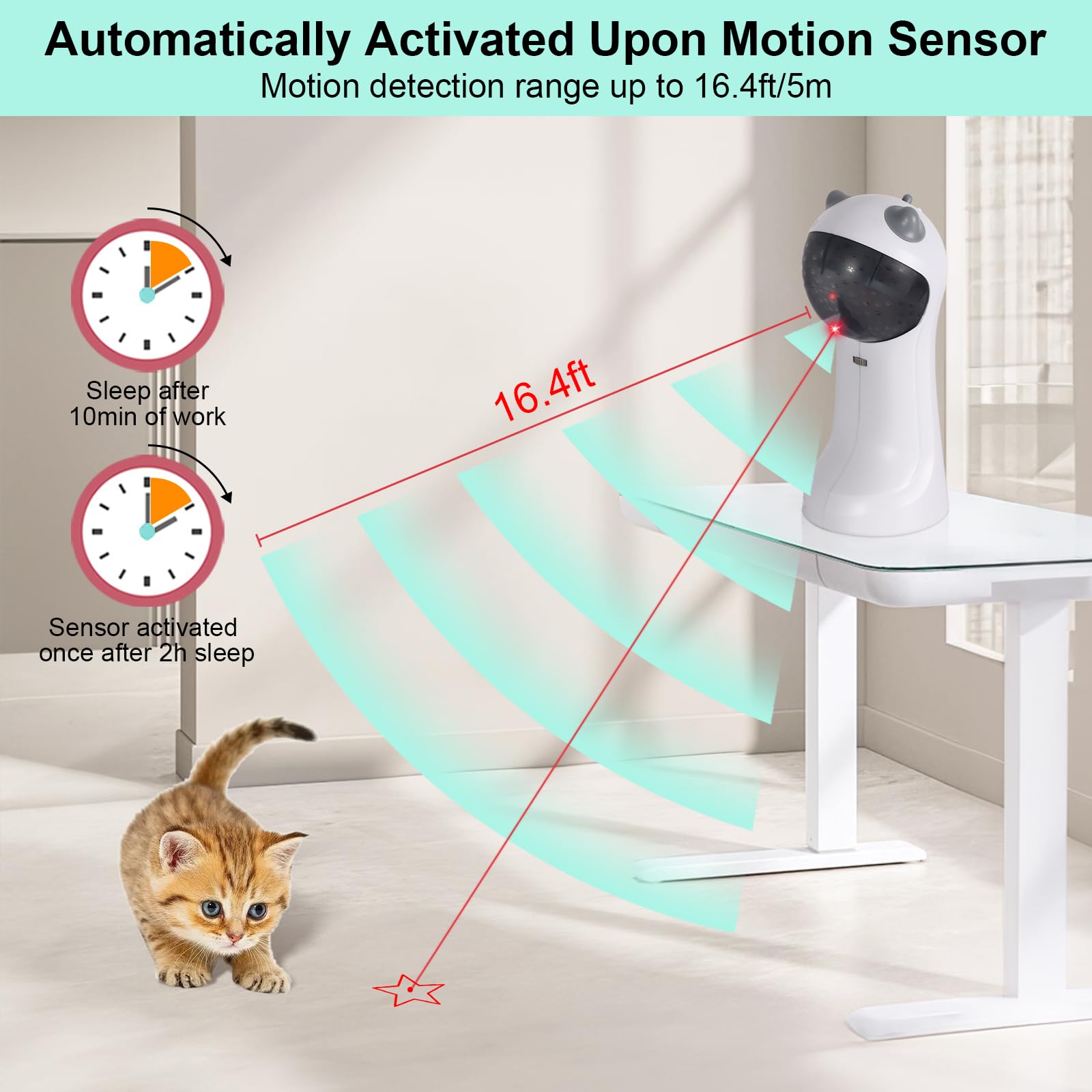 TBTeek Cat Toy, Automatic Motion-Activated, 5 Fun Patterns, 4 Speed Modes, Adjustable Light Angles, Random Rotating Trajectory, Rechargeable 🍁 All In One Marketplace Canada