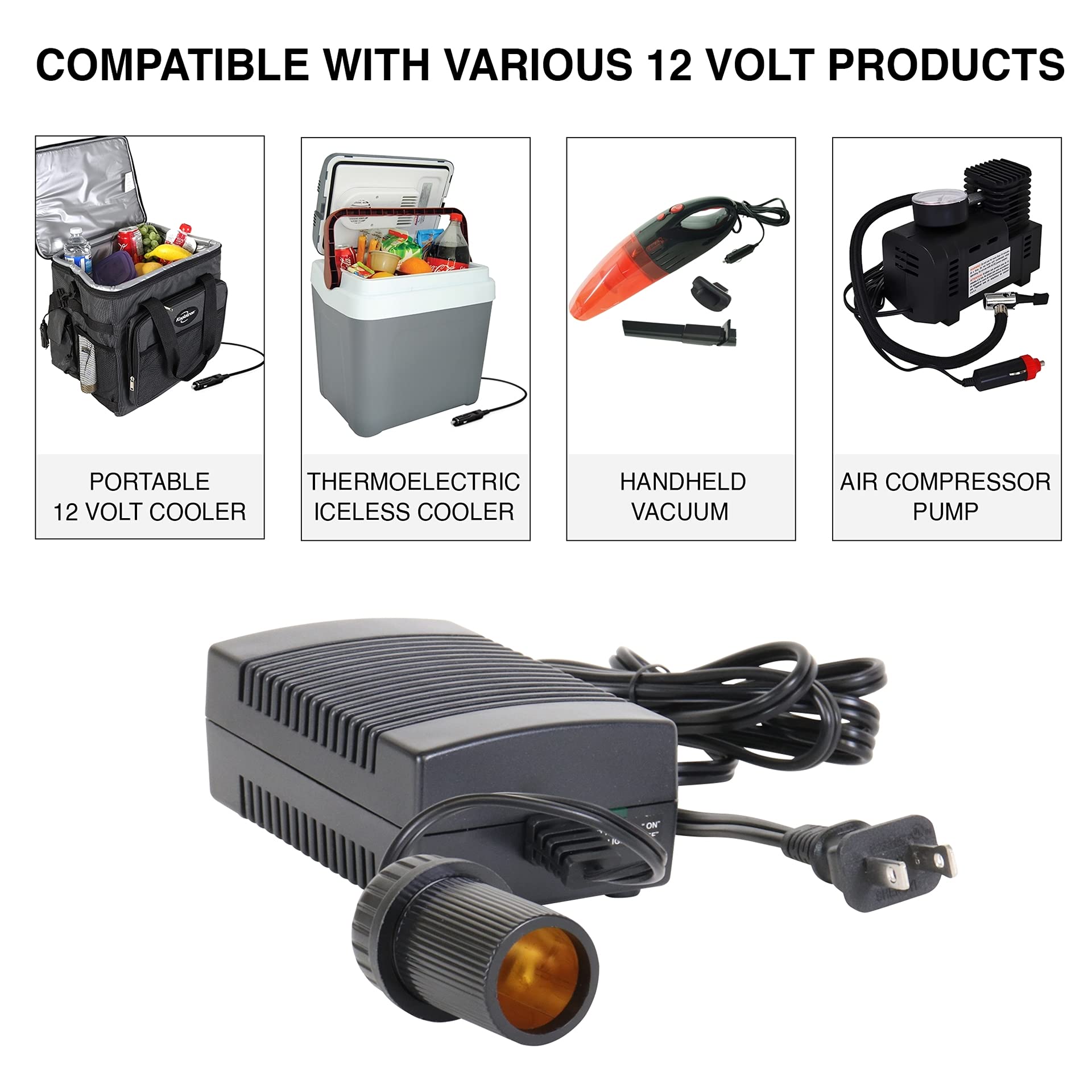 Koolatron Power Adapter - 12V 5A Converter for Car Fridge, Portable Devices, Vehicle Supplies, Replacement Cable, Extender Charger, Wall Outlet, Transformer for Cooler, 110V AC to 12V DC 🍁 All In One Marketplace Canada