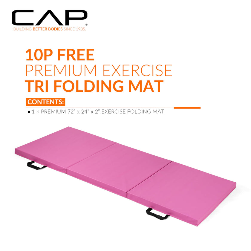 CAP Barbell Folding Exercise Mat – Durable, Anti-Tear, Thick Padding for Fitness, Aerobics, Gymnastics & Home Workouts. 72