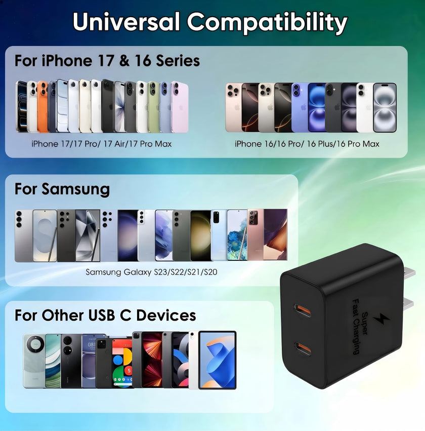 Super Fast Charger USB C, 2-Pack 45W USB C Charger with 6FT C to C Cable, Dual Port Fast Charger USB C for Samsung Galaxy S26/S25/S24/S23/S22/S21/S20/Plus/Ultra,Android,Galaxy Tablet,Phone 17/16/15 🍁 All In One Marketplace Canada