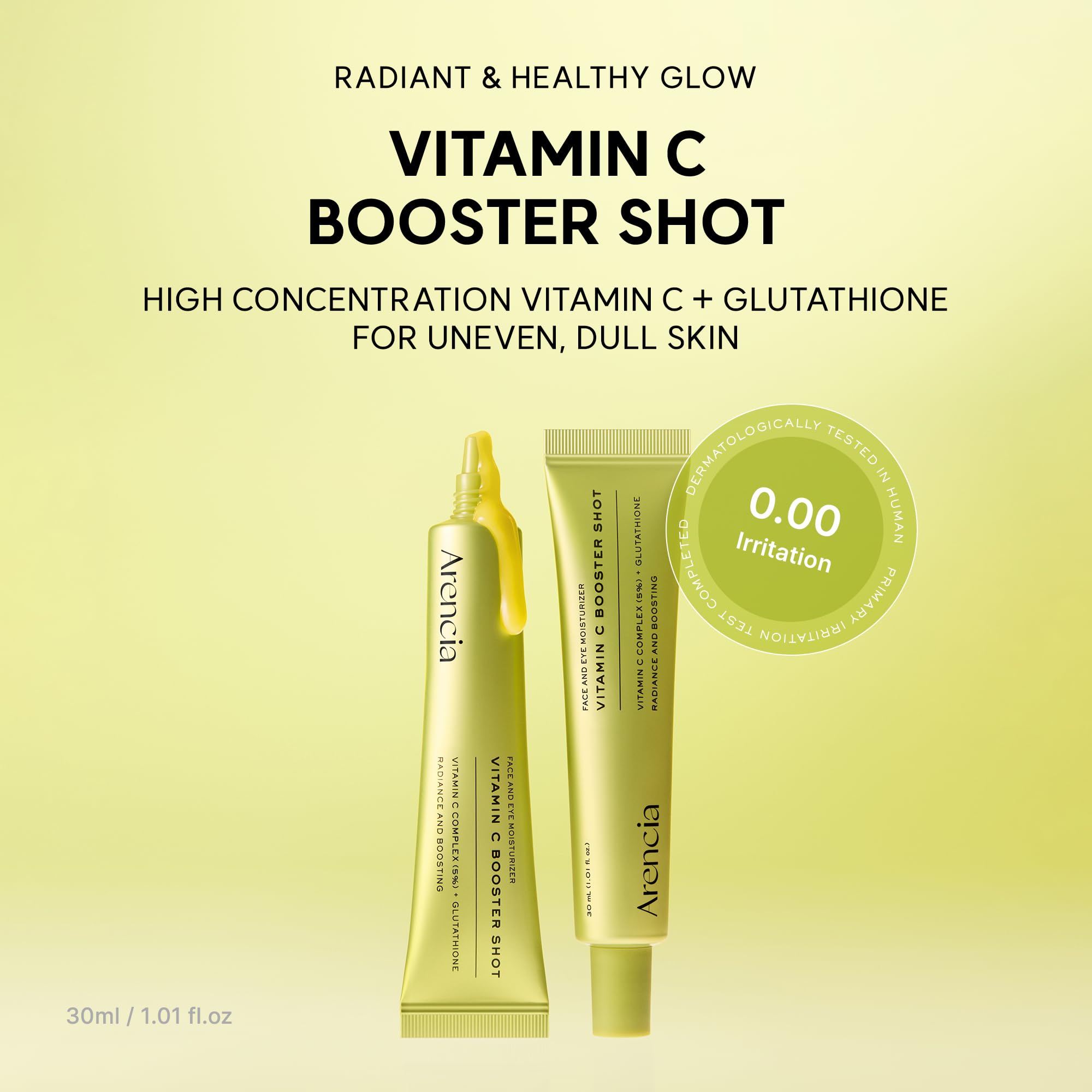 Arencia Vitamin C Booster Shot Serum with Glutathione, Niacinamide and Vitamin E for Dark Spot Care, Fine Lines & Wrinkles, Glass Skin, Korean Skincare 30ml 🍁 All In One Marketplace Canada