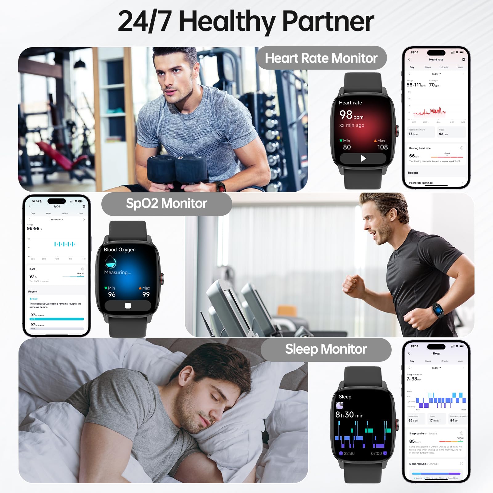 Smart Watch for Men Women, Bluetooth Call Smartwatch with AI Voice, 1.85