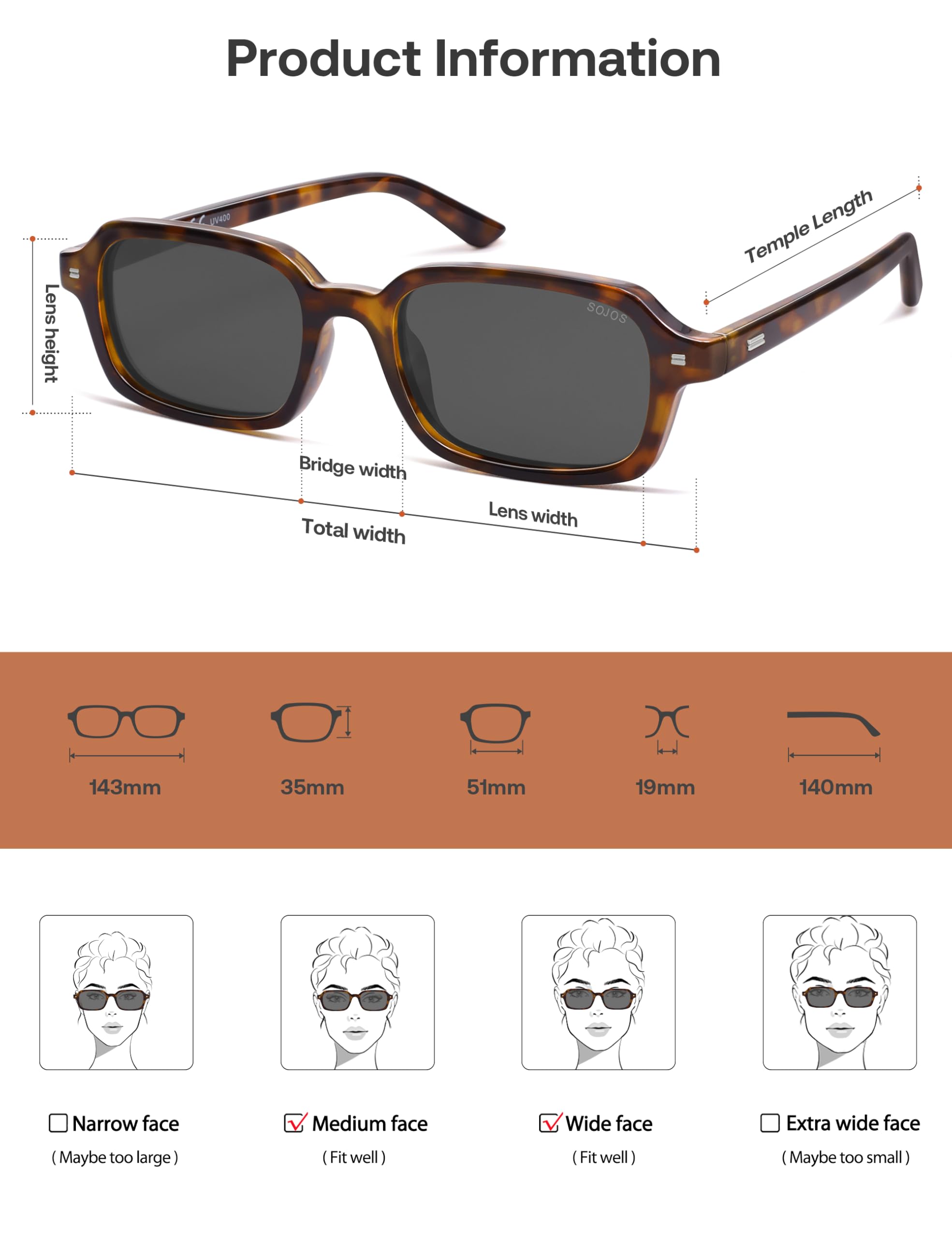 SOJOS Trendy Rectangle Polarized Sunglasses Womens Mens, Small Retro Fashion Thin Slim Square Sunnies SJ2610, Brown Tortoise/Grey 🍁 All In One Marketplace Canada